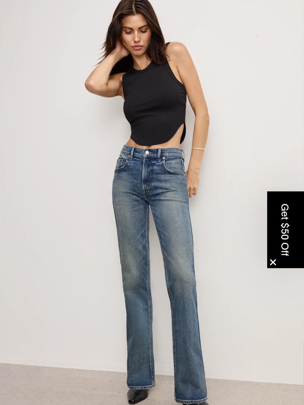 Good American Mid-Rise Flare Jeans - Blue Wash